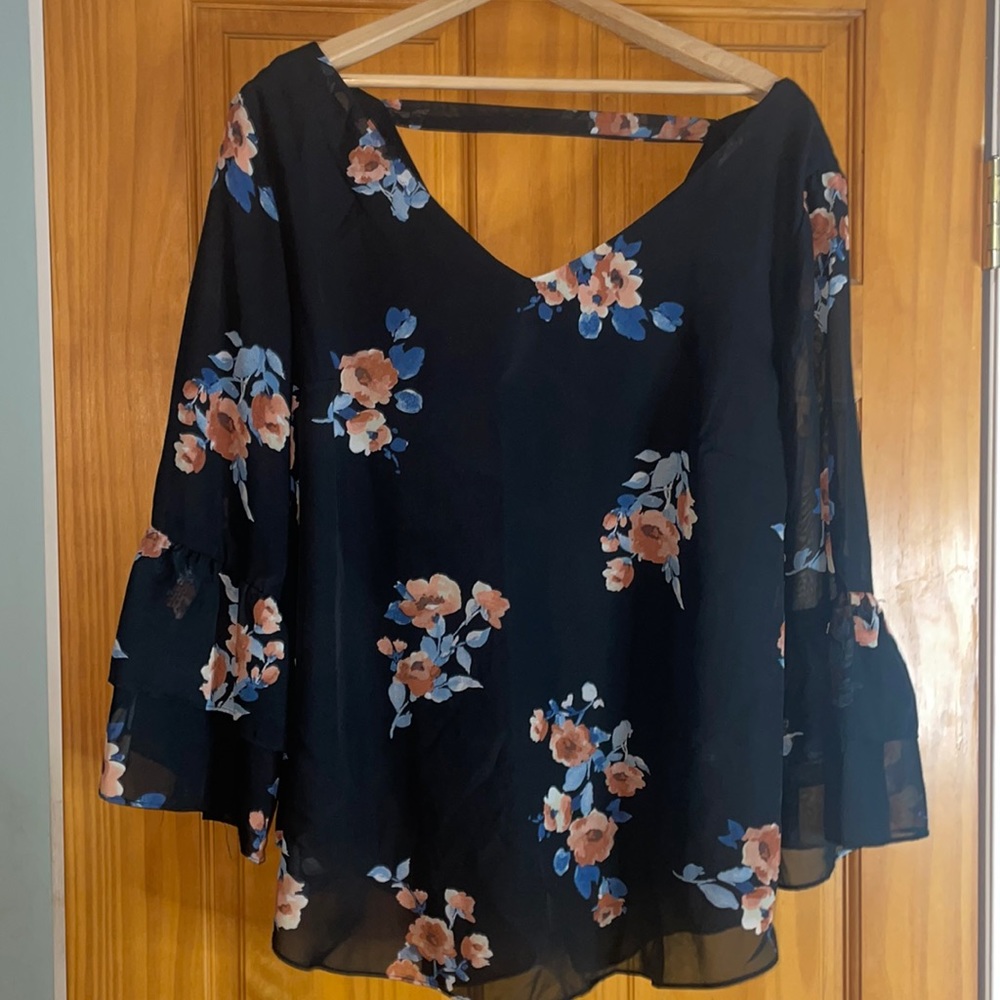 Womens black floral dress top by A.byer 2x